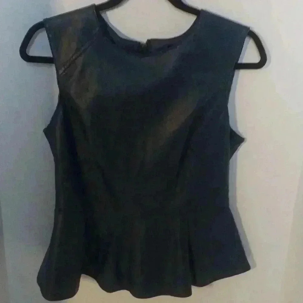 Last Kiss Blue Faux Leather Vest Size Medium